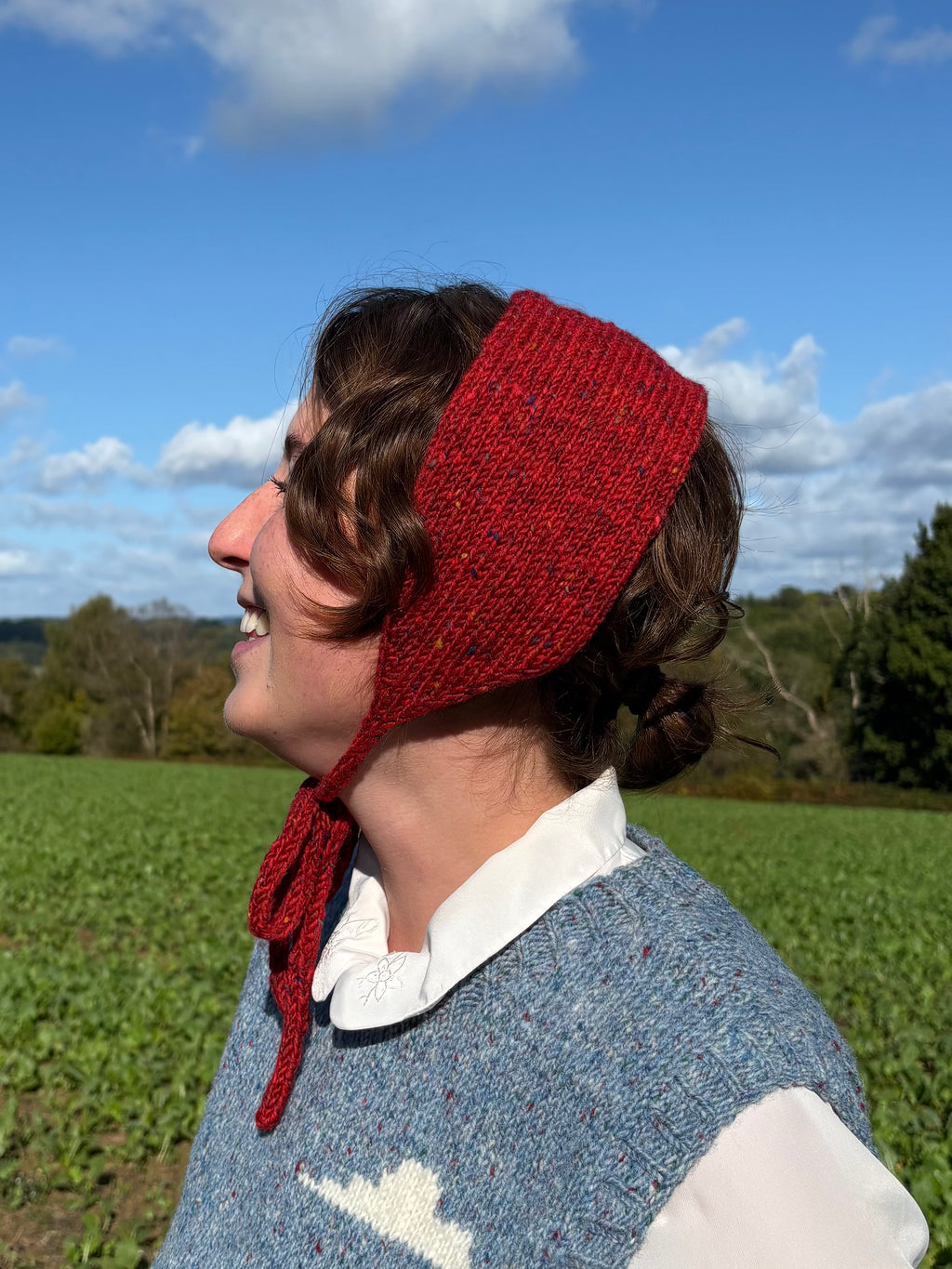 Cranberry red headwarmer